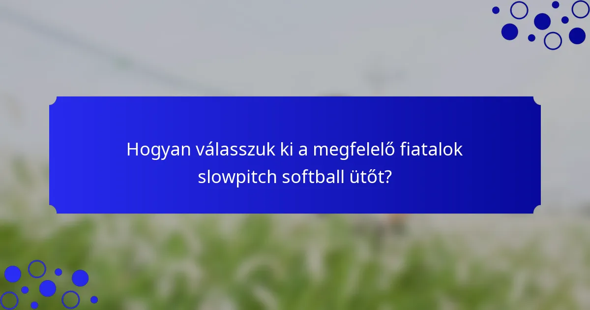 Hogyan válasszuk ki a megfelelő fiatalok slowpitch softball ütőt?
