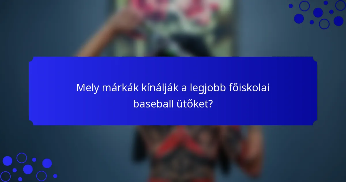 Mely márkák kínálják a legjobb főiskolai baseball ütőket?