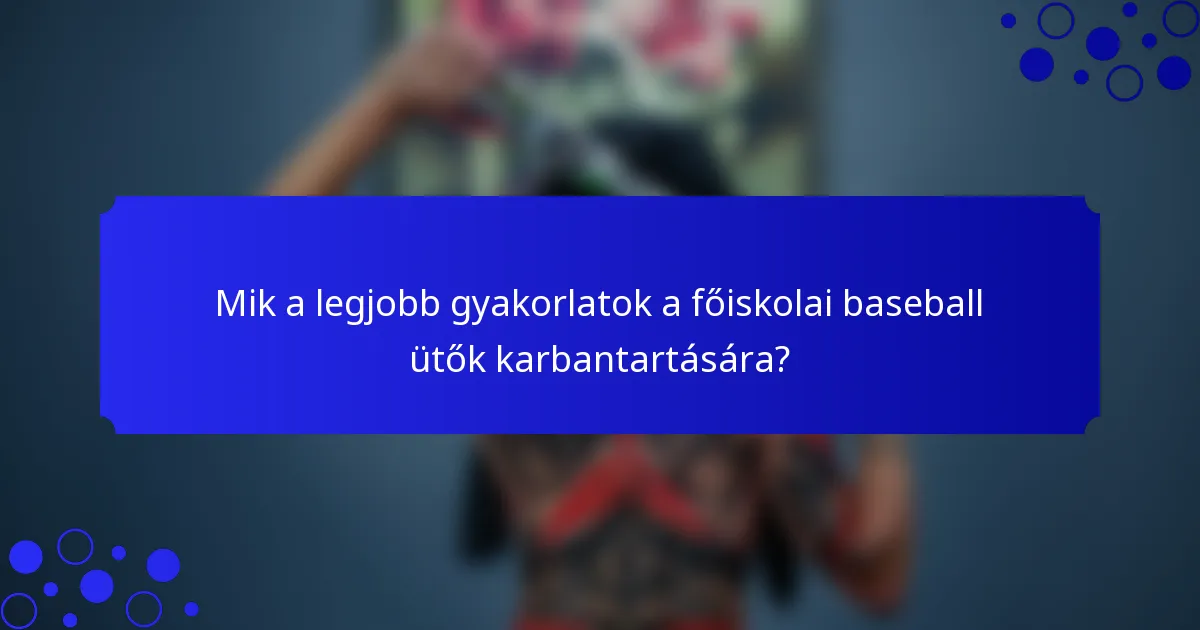 Mik a legjobb gyakorlatok a főiskolai baseball ütők karbantartására?