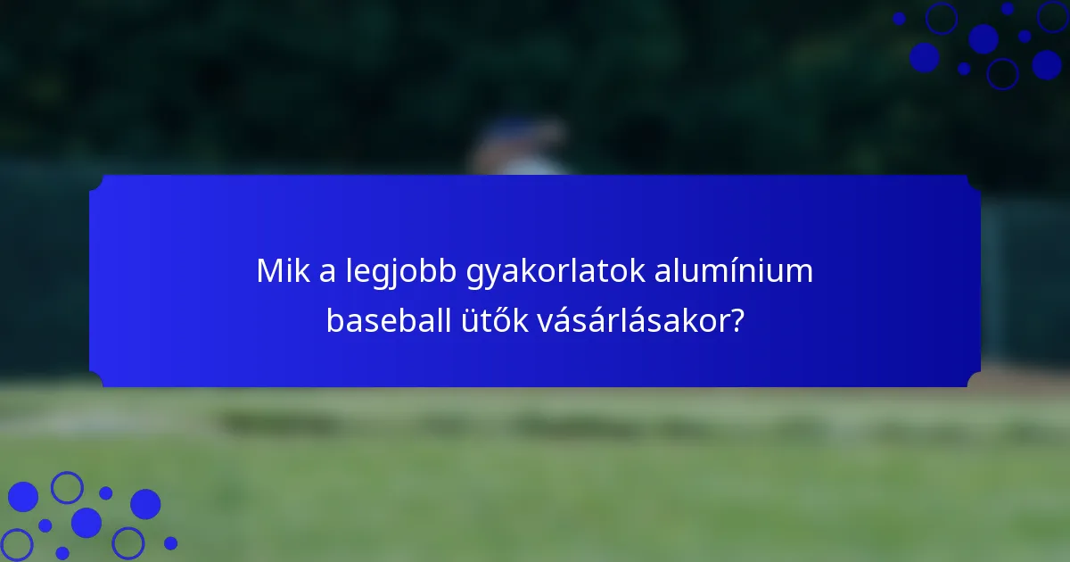 Mik a legjobb gyakorlatok alumínium baseball ütők vásárlásakor?